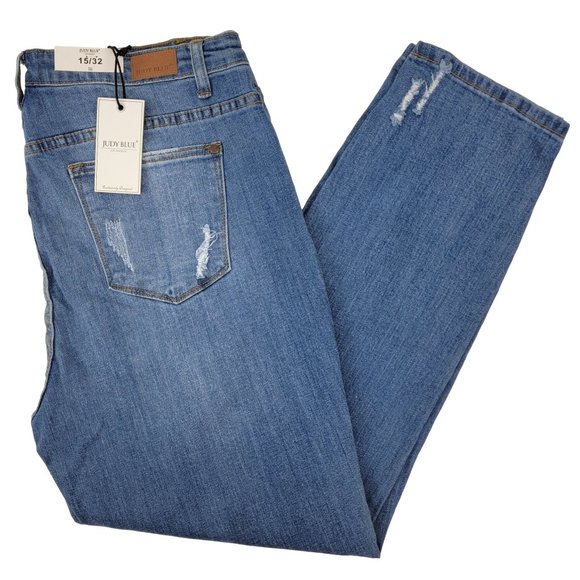 Judy Blue Jeans 15/32 Girlfriend Fit High Waist Distressed Stretch JB8421 - NEW - Picture 4 of 9